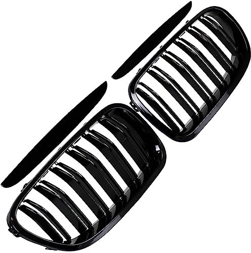 BandelOne enthält Kühlergrill Nieren Doppelsteg Schwarz Hochglanz passend für 3er E90 E91