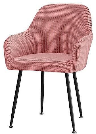 Housse De Dossier avec Accoudoirs Courbés Extensible, Doux Housse De Chaise Salle à Manger Amovible Housse De Chaise De Bureau Lavable Protecteur De Chaise pour Salle à Manger-Rose-1 pièce