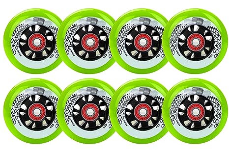 IBOWZ Inline-Skate-Räder mit 8er-Pack Inline-Skate-Räder 85A 72MM76MM80MM mit Hochgeschwindigkeitslagern, für den Austausch von Rollerblade-Rädern, Rollerblade-Skating-Räder, Stützräder, grün, 80 mm