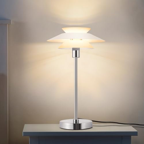ZMH Tischlampe Wohnzimmer Nachttischlampe Schlafzimmer - Tischleuchte Modern E14 Nachtlampe Weiß 1 Flammig Metall für Schreibtisch Kinderzimmer Arbeitzimmer Büro- ohne Leuchtmittel (Max. 40W)