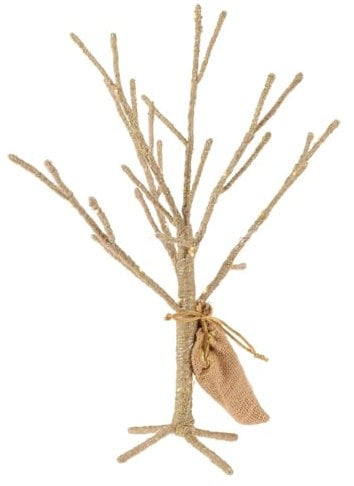 URBNLIVING 40cm Light Up LED 30 Lights Artificial Xmas Twig Tree Branches Jute Bag Gift (40cm Gold)