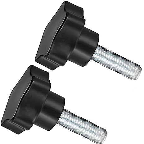 CoCud 2-Pezzi Stella Serraggio M12 x 40mm Maschio Filo 47mm Testa Nero | Pollice Plastica Vite Impugnatura Mano Manopole Filettato Bulloni, per Tornito Macchinari, Manopole