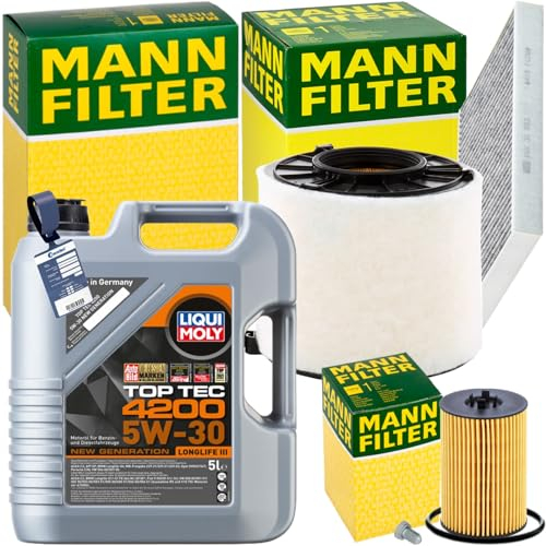 Inspektionspaket + 5L 5W-30 Öl passend für A4 B9 A5 F5 Q5 2-4.0TDI