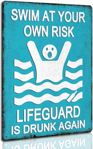 Geroclonup Lustiges Warnschild für Schwimmbad, Strand, Wasserpark, Dekoration, Outdoor, 30 x 40 cm 30cmx40cm