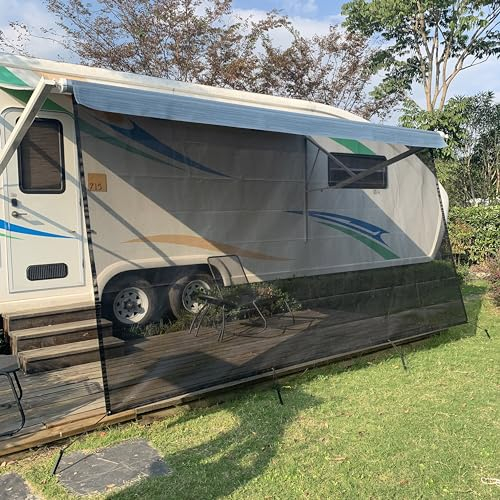 Ezcasch Sonnenschutz für Markise Wohnmobil, 85% View Blocker Markisen, Vorderwand Markise Sichtschutz für Campingwagen,Wohnmobil,Wohnwagen(Höhe 2.13m x Breite 3.96m