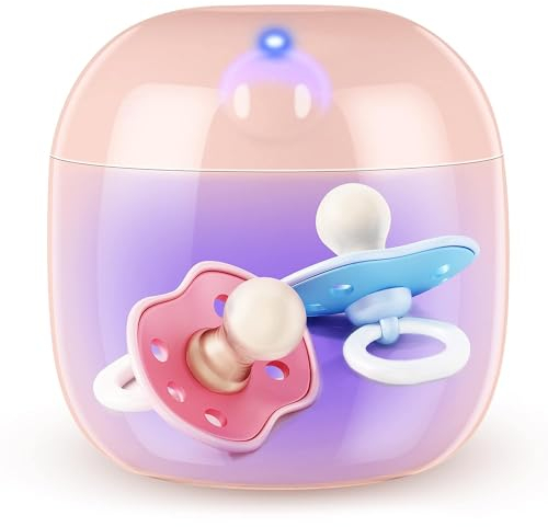 Tragbarer Sterilisator, Mini-UV-C-Desinfektionsbox für Schnuller, 99,99 % Sterilisation in 3 Minuten, USB-C wiederaufladbar, Mini-Sterilisatorbox für Baby-Schnuller, Flaschennippel und mehr (Rosa)