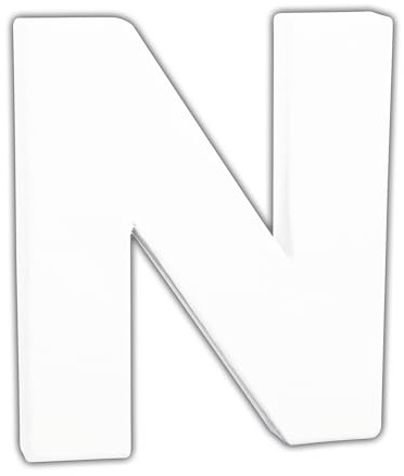Décopatch AC743Cpack 5x Buchstabe N aus Pappmaché 15x10,5x12cm Weiß