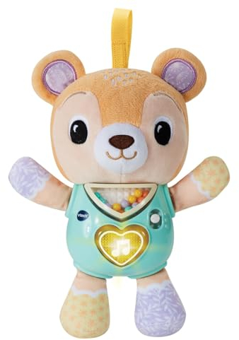 VTech Teddy Singender Teddybär, interaktiver Bär mit mehr als 40 Liedern und Melodien, hellem Herz und bunten Perlen für eine sensorische Stimulation, italienische Sprache, Batterien im Lieferumfang