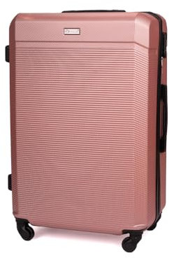 Solier Reisekoffer – Koffer mit 4 Rollen - Tourister Trolley - Rollkoffer mit Zahlenschloss - Groß Reisetrolley ABS (rosa, L)