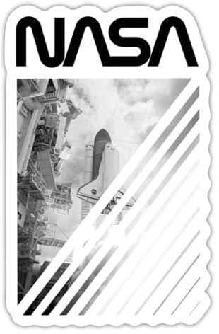 Spreadshirt NASA Space Shuttle Start Sticker, max. 10 x 10 cm, 10 x 10 cm, Weiß glänzend