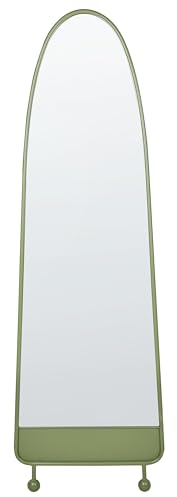 Beliani Moderner ovaler Wandspiegel Metall Eisenrahmen Wohnzimmer Dekor 45 x 146 cm Grün Parnay