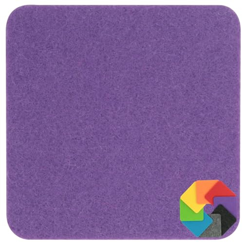 Design Filz Untersetzer eckig - 25x25cm in lila für Glas, Getränke, Bar, Tasse, Vase