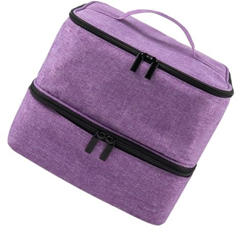 Purple Oxford Cloth Nail Polish Organizer Case with Large Capacity