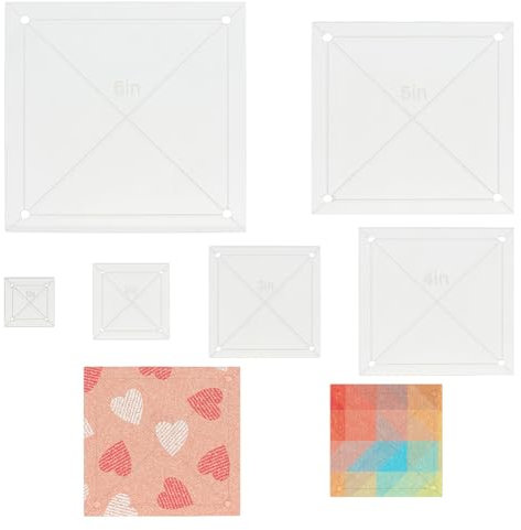 HOBBIESAY 6Pcs Customised Quilting Acrylic Template Set 1-6 Inch Square Quilting Templates Non-Slip Acrylic Quilt Templates Quilting Precision Tools for DIY Quilting Crafts