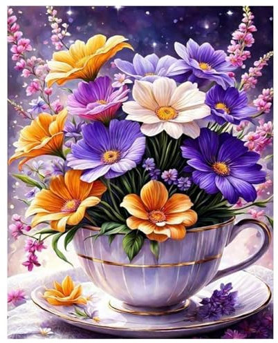 Peinture Numero Adulte, DIY Peinture Par Numero Adulte, Peinture Acrylique pour Adultes Enfants débutants Facile sur Toile Peinture Numero avec peintures et pinceaux, Fleur Mauve 40×50 cm