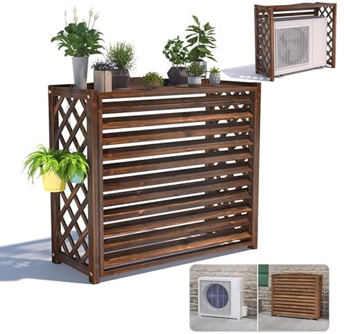 Funda Aire Acondicionado Exterior Madera Cubre Aire Acondicionado Exterior Proteger Del Sol Y La Lluvia Cubierta Aire Acondicionado Balcon Estanteria Para Plantas Estanterias Decorativas Plantas(86x35
