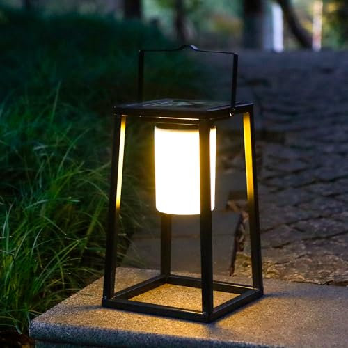 TRIROCKS Lanterne Solaire Extérieure Portable LED, Lampe de Table à Commande Tactile IP44 Étanche, Lumières Sans Fil pour Patio, Lecture, Camping, Jardin