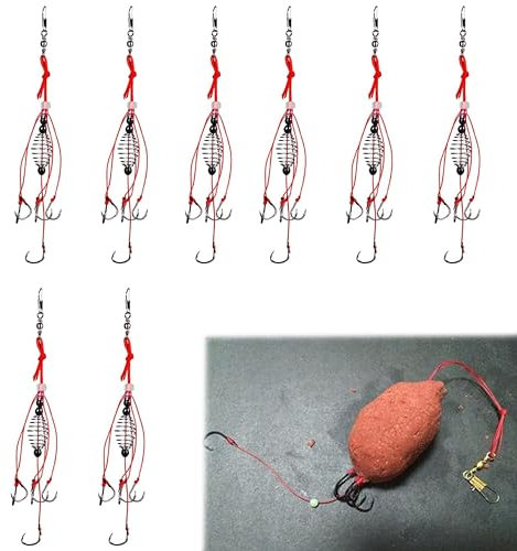 per La alla Carpa Gancio con Alimentatore per a Molla Esche per La alla Carpa Hook Trap Ami da