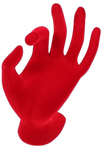 Zerodeko Handform-Ringhalter Kompakter Kettenständer Schmuckständer filigraner Armbandständer Mannequin-Hand aufbewahrung für schmuck schmuck-aufbewahrung Ring liefert ring zubehör Harz rot