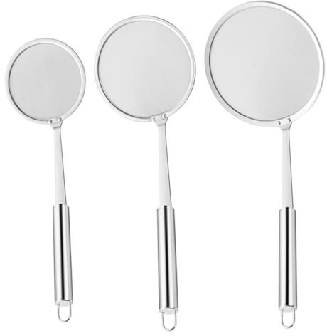 DECHOUS 3pcs Filter Spoon Stainless Steel Mesh Skimmer Spoon for Soup Straining Oil Skimming in Kitchen