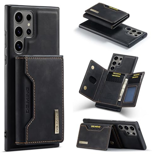 Custodia a portafoglio 2 in 1 per iPhone 13 Pro, custodia in pelle opaca con porta carte di credito staccabile con fibbia a portafoglio - Nero