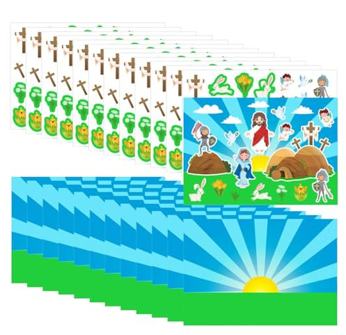 Christian Sticker für Easter, Jesus Aufkleber für die Sunday School, religiöse Aufkleber für Kinder, Christian Craft Sticker für Easter Aktivitäten, Bibel Story Sticker für Lernen, lustige Religiöse