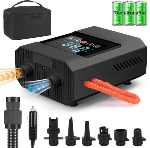 Ambesty 12000mAH Pompa Elettrica Ricaricabile SUP 20PSI, Pompa ad Aria Paddle Board Intelligente con Auto-Off, Connettore 12V DC & Type-C,Gonfiaggio e Sgonfiaggio a Due Stadi per Kayak,Tenda, Barca