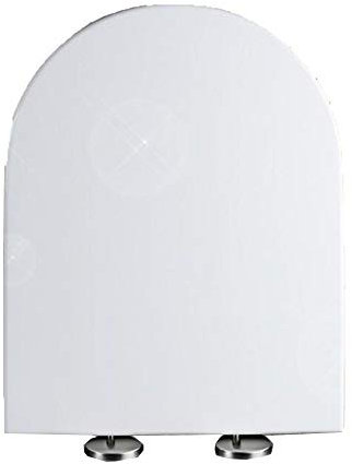 WC-Sitz mit Absenkautomatik, verstellbares Scharnier, oben montiert, verdickt, weiß, passend für V/U-förmige Toiletten, 34 x 40 cm