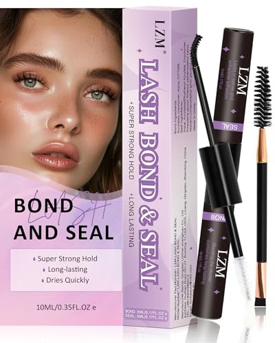 LZM Colle Faux Cils Individuel - Colle a Faux Cils Colle Cils Individuels Lash Bond Et Seal 2 in 1 Forte Tenue Colle Extension Cils Diy Cluster Lashes Longue Durée Colle à Faux Cils (5ml+5ml)