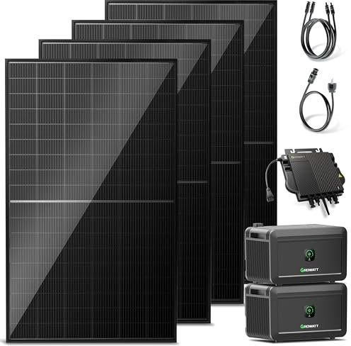 Solakon® Balkonkraftwerk 2000W mit Speicher - Balkonkraftwerk 2000 Watt komplett Steckdose & 800W Wechselrichter - Solaranlage Komplettset - 4x500W PV-Module & 4kWh Speicher für Balkonkraftwerk