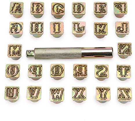 IGNPION 13 mm Lederhandwerk Alphabet-Buchstabenstempel, Lederprägung Stanzer | A-Z Alphabet-Buchstaben-Schnitzwerkzeug-Set für DIY, handgefertigt, Schlüsselanhänger, Tasche, Geldbörse