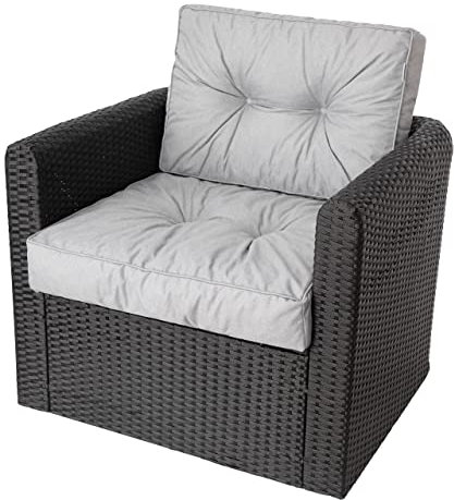 Bjird Sesselkissen 2-teilig – Sitzkissen & Rückenkissen für Rattansessel, Stuhlkissen, Rattanmöbel & Gartenmöbel – Outdoor Auflage – wasserabweisend, rutschfest, Oeko-TEX - Asche - 50x50 cm