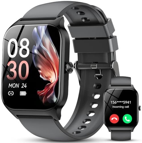 Smartwatch Uomo Donna, 1.85'' Orologio Smartwatch con Effettua/Risposta Chiamate, 115+ Sportive Smart Watch con Contapassi/Sonno/Cardiofrequenzimetro, IP68 Fitness Tracker per iOS Android, Nero