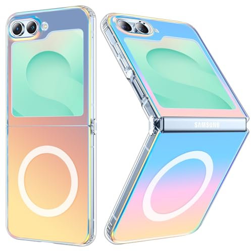 Cover Magnetica per Samsung Galaxy Z Flip5 / Z Flip6 Compatibile con MagSafe Ricarica Wireless, Custodia con Effetto Iridescente Protezione Antiurto Graffi Case