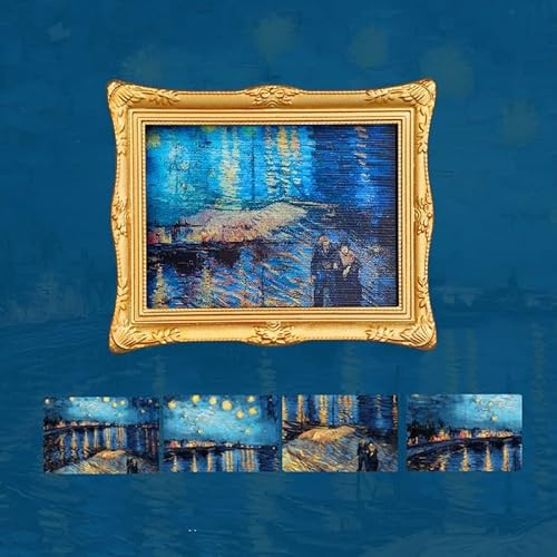Weltberühmte Kühlschrankmagnete mit Malerei, austauschbares Kunstmagnet-Set, Van Gogh Harz und magnetische Rückseite, Geschenk für Kunstliebhaber, Heimdekoration (1, The Rhone River)