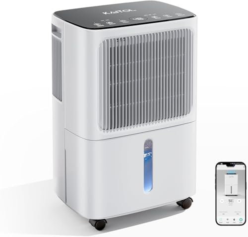KAITOL Luftentfeuchter 16L/24H, Raumgröße ca.120m³(50m²), APP-fähig, Touchscreen, Digitalanzeige, Timing Funktion, Automatische Entfeuchtung, Schlafmodus, Auftauen, Luftreinigung, Ablaufschlauch