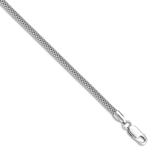 925er Sterlingsilber, rhodiniert, 3 mm, Corona-Kette, Armband, 19 cm, Gliederarmband für Damen und Herren