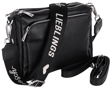 MIRROSI Umhängetasche Damen, Crossbody Bag, Echtleder Made in Italy (1 Tasche 2 Gurte oder Basic Version 1 Tasche 1 Gurt), 27x19x10cm (BXHXT) Mittelgroß