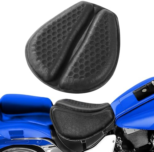 Motorcycle Seat Cushion, Shock Absorbing Gel Seat Pad with 3D Honeycomb Design, Breathable Cooling Pad, Anti-Slip & Foldable Seat Cushion Pad, Fits Most Motorcycles Long Rides (A)