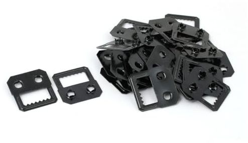 TA-VIGOR 25pcs Black Metal Self Fix Sawtooth Picture Hangers with Two Holes for Photo Frames, Albums, Scrapbooks, Canvas, Wall Art and Picture Hanging Hardware