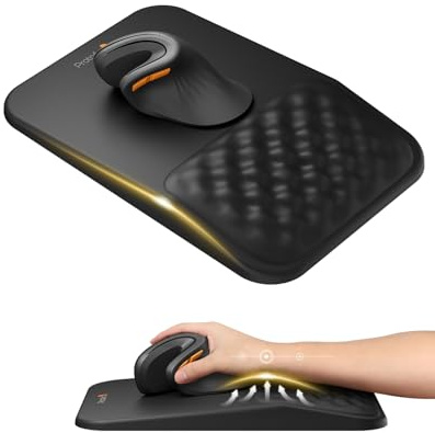 ProtoArc Mauspad mit Handgelenkauflage, PU-Leder-Mauspad mit Massage-Design für komfortable Nutzung, Rutschfeste PU-Basis, Wasserdicht, Weicher Memory-Schaum, Mausunterlage für Computer, MP50, Schwarz