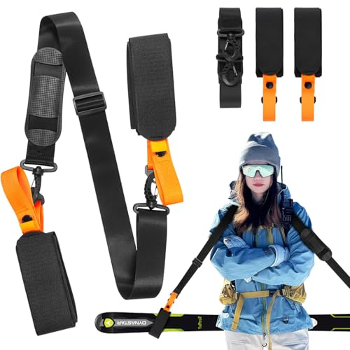 Ski Tragegurt, Skigurt zum Tragen, Ski Tragegurte für Skiboard Snowboard | Verstellbarer Skitragegurt, Skiband Klettband, Skibänder Zubehör