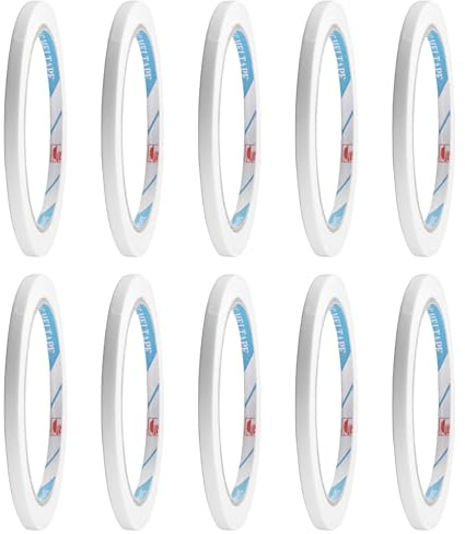 EuSupNova 10 Rollen Doppelseitiges Klebeband, 5mm x 15m pro Rolle | Dünnes Selbstklebeband, Für Basteln, Nähen, Scrapbooking, Geschenkverpackung und Büro, Starke Haftung
