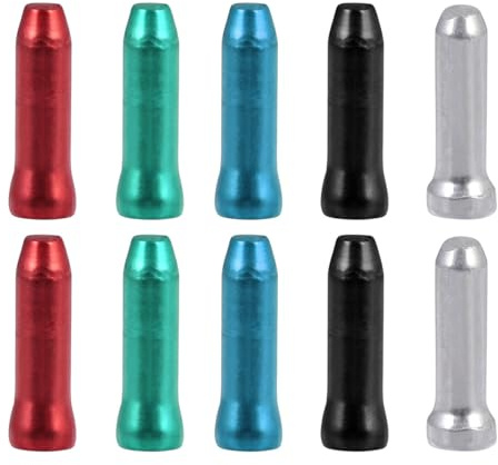 BUGUUYO 100pcs Bike Brake Cable End Caps Wire Core Caps Water-Resistant Protective Covers for Brake and Transmission Cables Multi-Color Wine Red Black Silver Blue Green