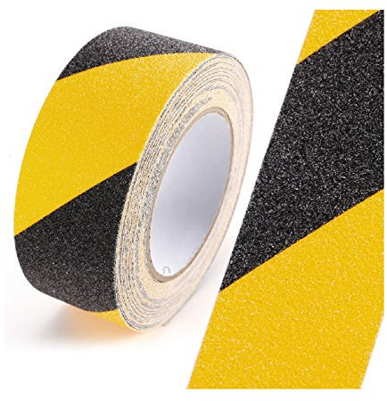 Anti Slip Self Adhesive Safety Grit Tape. Chevron Black & Yellow 50mm x 5 Metres