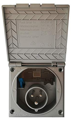 CEE Steckdose für Wohnmobil Caravan bzw. Wohnwagen * Farbe: Silber * Einbaustecker Einbausteckdose Stromanschluss Einspeisungsstecker Einspeisungssteckdose Anschlussdose