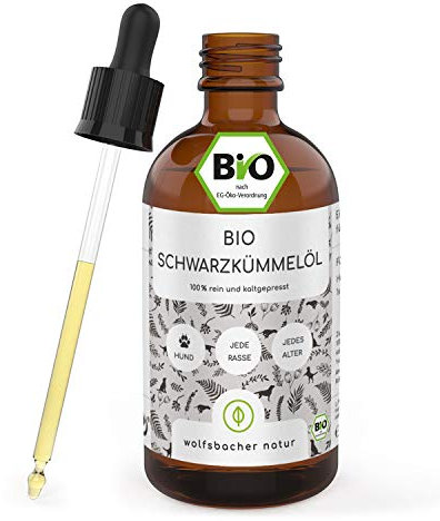 Bio Schwarzkümmelöl für Hunde 50ml - kaltgepresst 100% biologischer Anbau, in Glasflasche mit Glaspipette - pures ägyptisches Schwarzkümmelöl (Nigell Sativa) DE-ÖKO-060