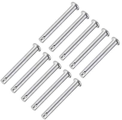 sourcing map 10 Stück Einloch Gabelbolzen 6mm x 50mm Flach Kopf verzinkter Stahl