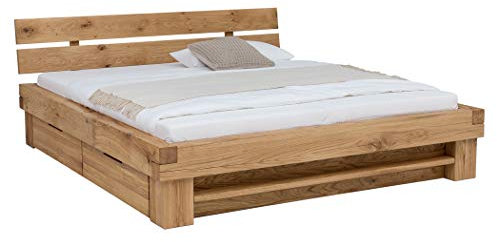 Schubladenbett Tamme Wildeiche geölt Größe nach Wahl Massivholzbett Balkenbett Stauraumbett Holzbett Doppelbett Ehebett, Liegefläche:160 x 200 cm, Anzahl Bettschubkästen:inkl. 1x 2 Bettschubkästen