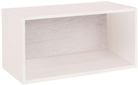 BioKinder Regalwürfel Würfelregal Regalelement Regal Cube Laura mit Rückwand stapelbar aus zertifiziertem Massivholz Kiefer weiß lasiert 40 x 80 x 40 cm